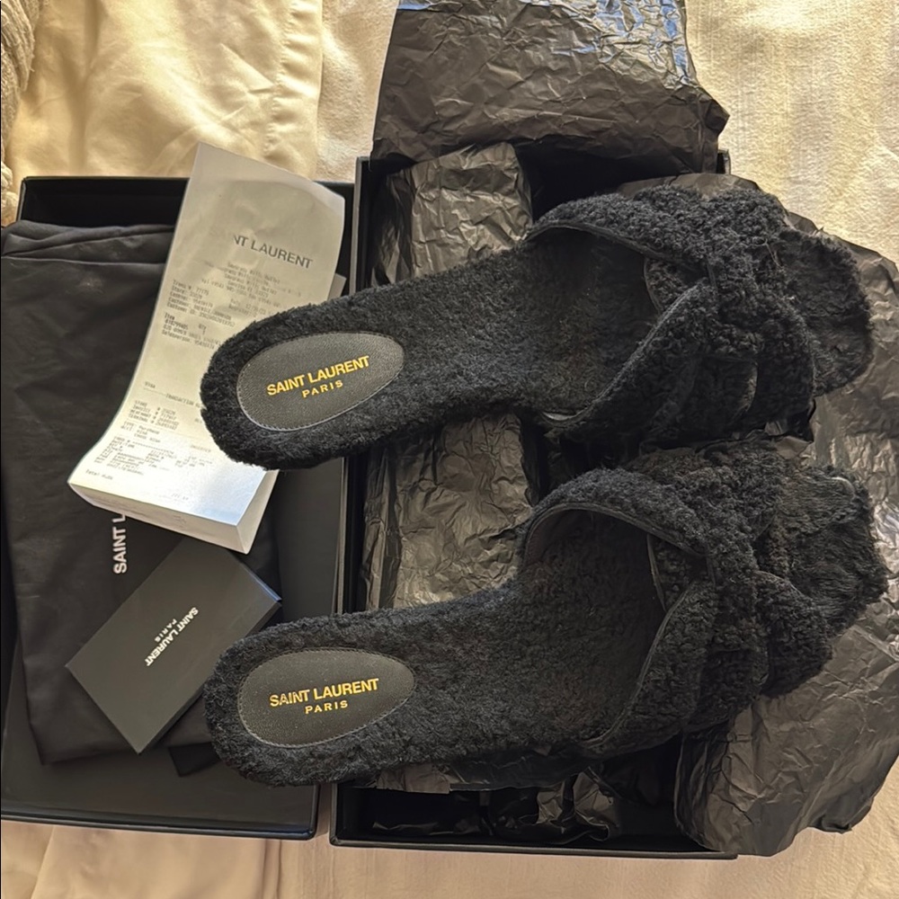 Saint Laurent shearling tribute sandals